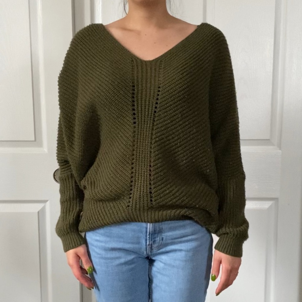 Charlotte Russe Olive green wide neck sweater